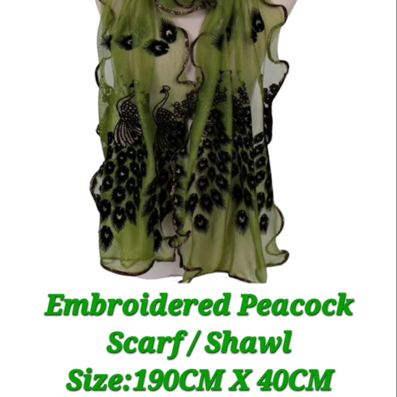 Luxury Peacock Embroidery Scarf - Picture 1 of 4